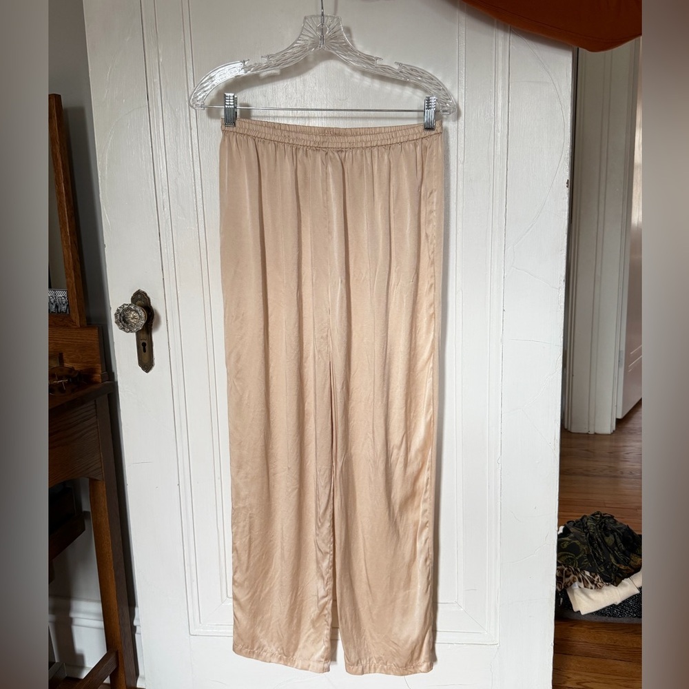100% Silk Full Length Cream Pants